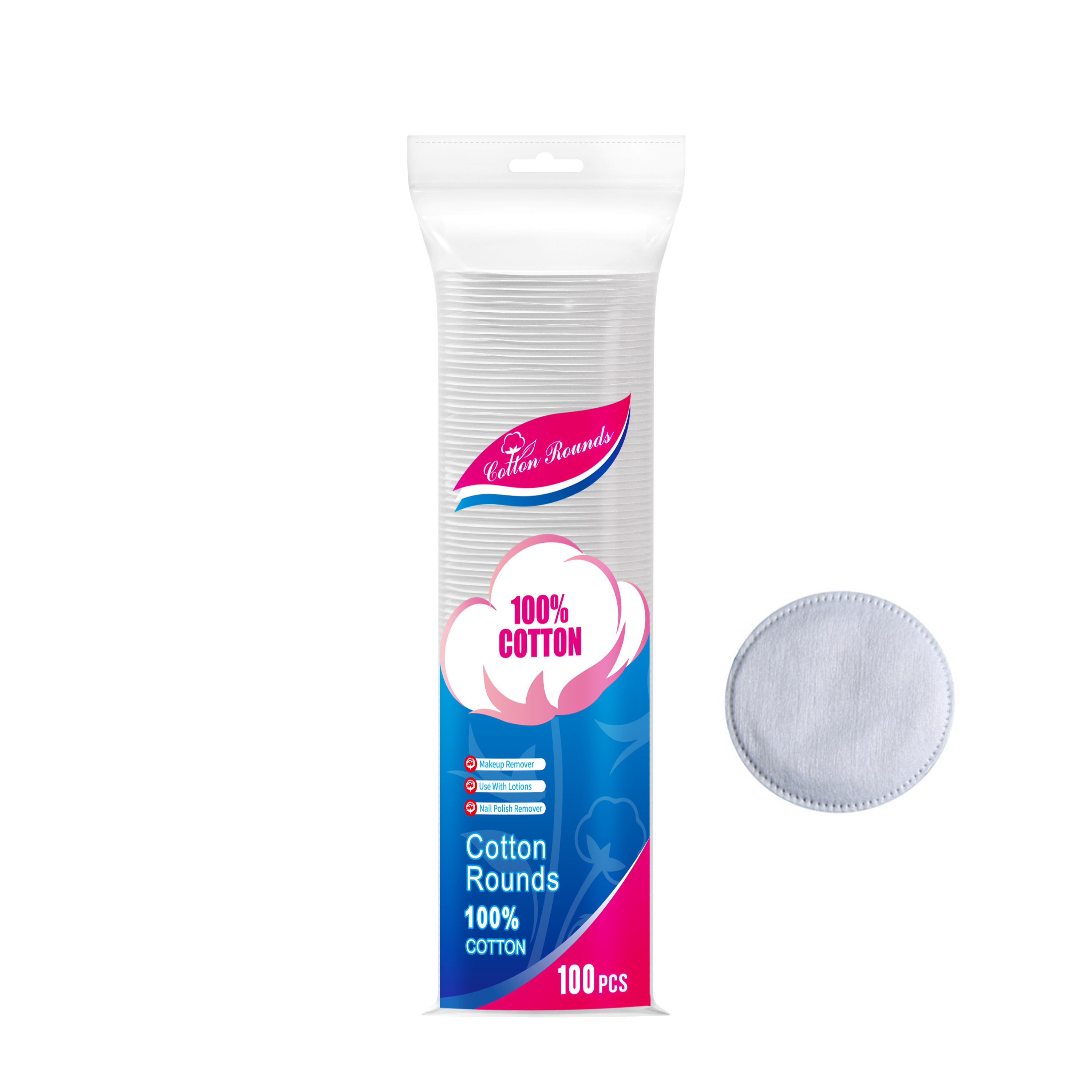 LD833 Round Cotton Makeup Pads English Packaging