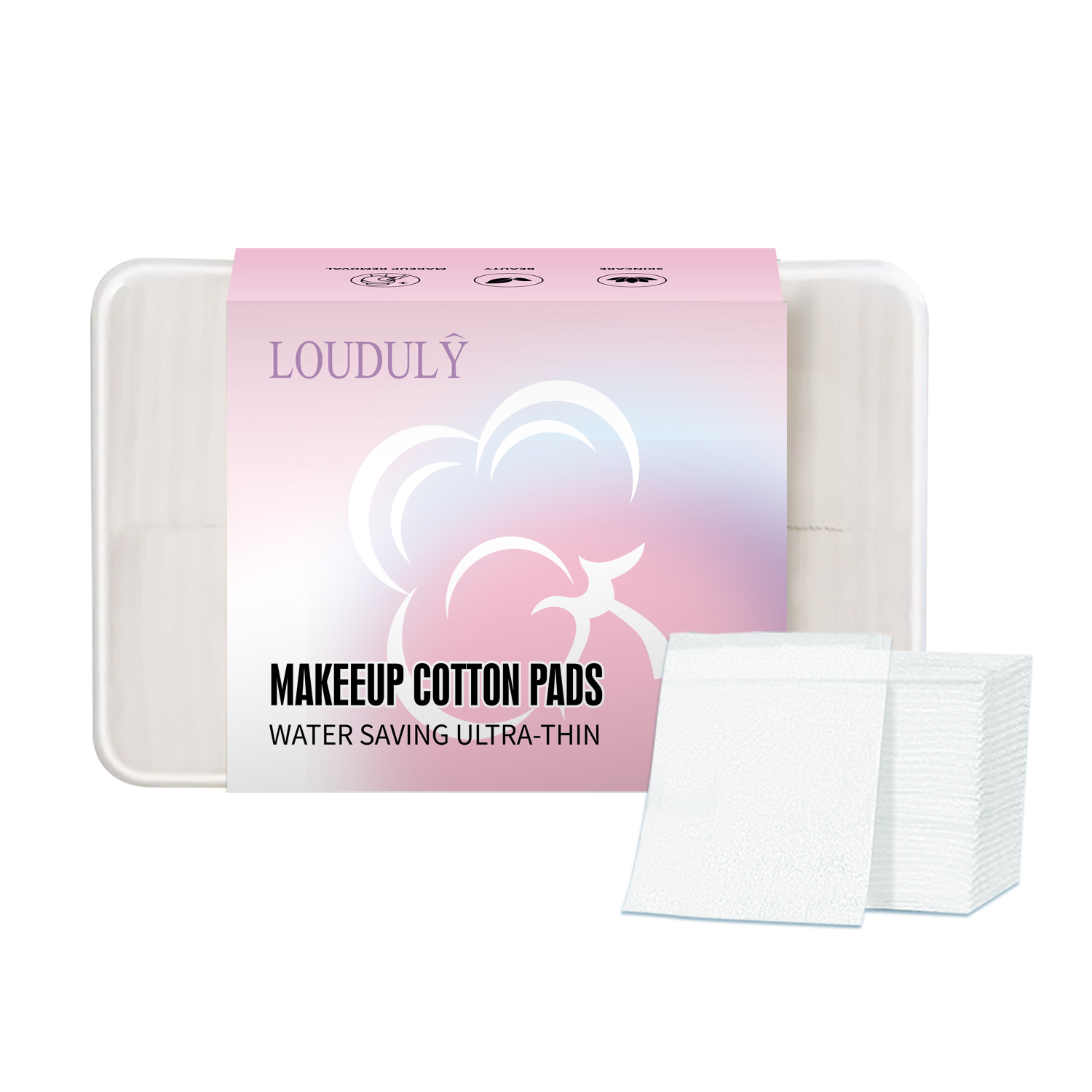 LD841 Thin square cotton pad box with English packaging