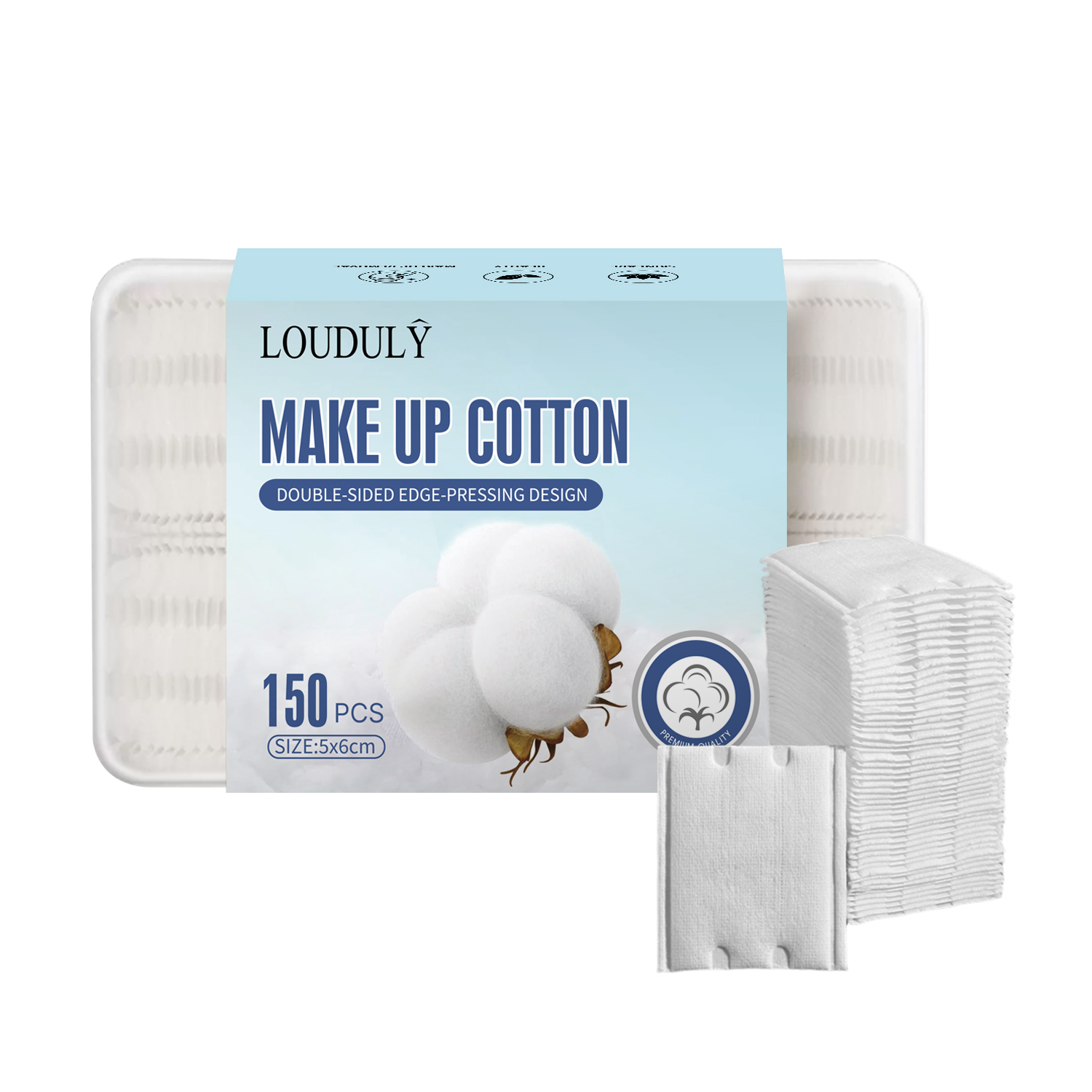 LD842 Square-shaped cotton pad box with English packaging