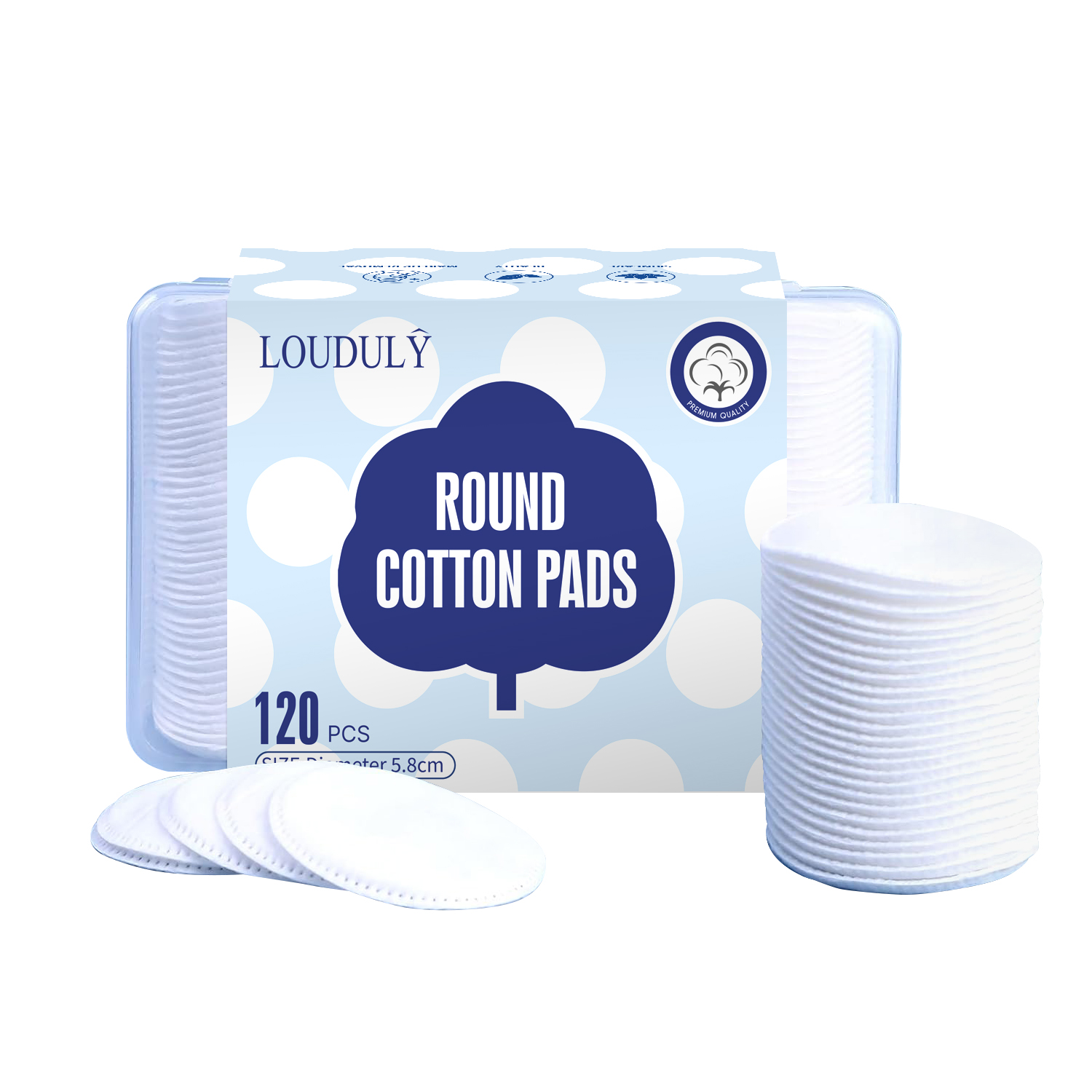 LD843 Round Cotton Pads Box Packaging in English